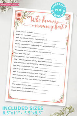 who knows mommy best baby shower game press print party