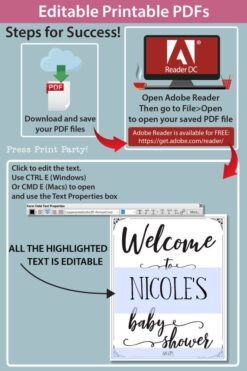 welcome to the baby shower editable with name Printable baby shower game Peach flowers, instant download pdf Press Print Party!