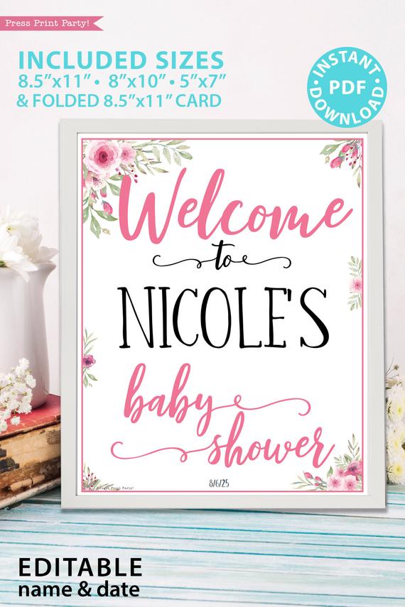 guest book floral UNICORN Birthday Party SIGNS personalised WELCOME name game