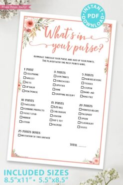 What's in Your Purse Game Printable, Peach Flowers - Press Print Party! What's in Your Purse Game Printable, Peach Flowers - Press Print Party!