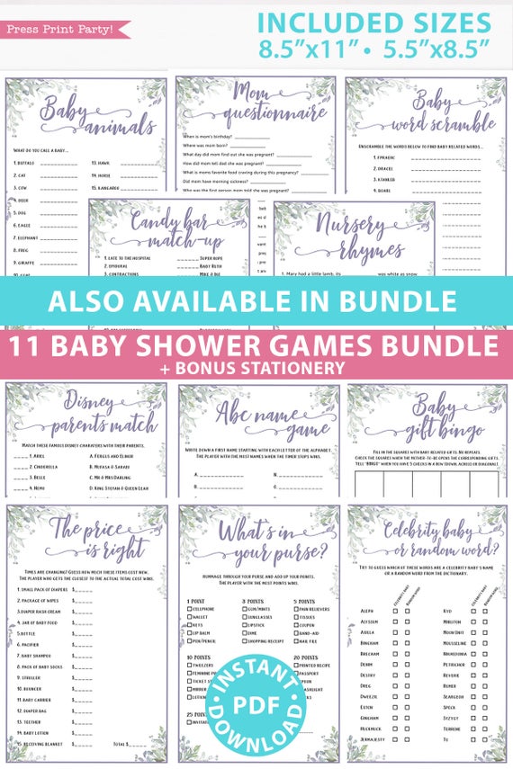 Free Printable Baby Shower Games - Download Instantly!