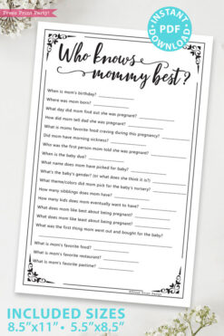 who knows mommy best baby shower game press print party