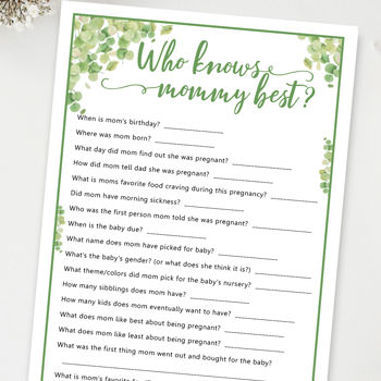 who knows mommy best baby shower game press print party