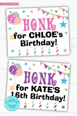 Birthday Yard Sign Printable, Honk Sign for Boy or Girl Birthday Party, Front Yard, Quarantine Birthday, INSTANT DOWNLOAD