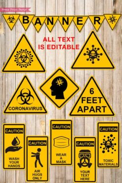 Quarantine Birthday Photo Booth Props and Signs, Editable Birthday Yard Sign, Drive-by birthday, For Car or Photos, Party Decor, INSTANT DOWNLOAD