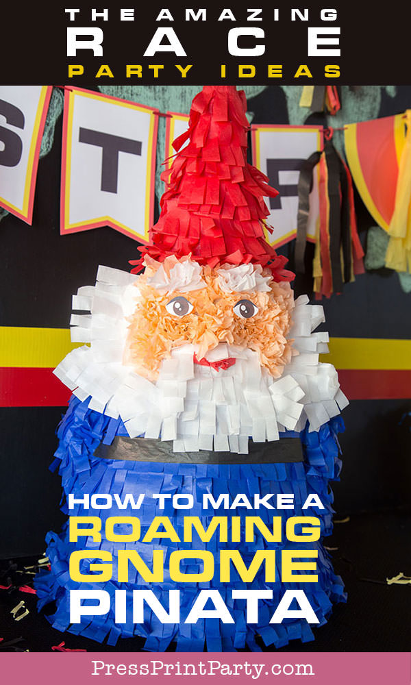 The amazing race party ideas - Roaming gnome pinata DIY - Press Print Party!