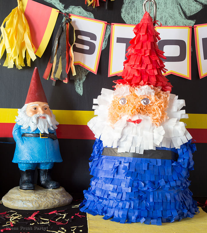 The amazing race party ideas - Roaming gnome pinata DIY - Press Print Party!