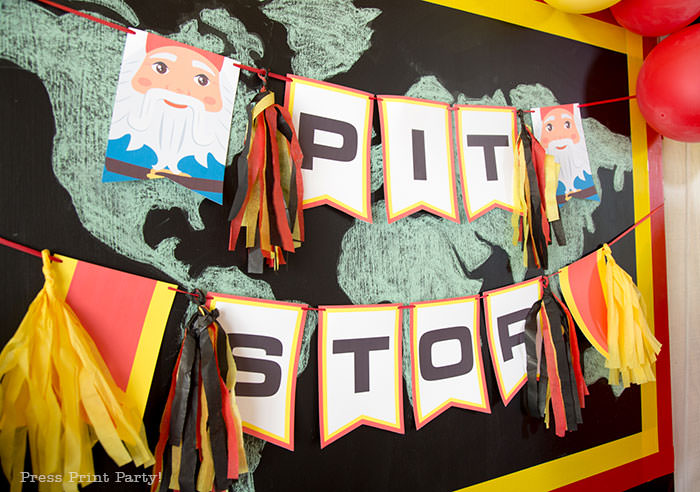 Pit Stop banner - The amazing race party ideas - Press Print Party!