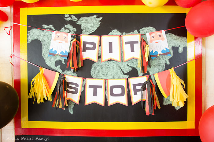 Pit stop banner - The amazing race party ideas - Press Print Party!