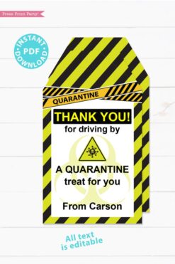 drive by birthday thank you tags editable for quarantine birthday party lime green instant download
