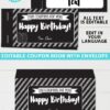 Silver editable birthday coupon book template printable last minute gift ideas download - Press Print Party!