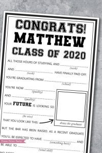 Graduation Mad Libs Printable Instant Download- Press Print Party!