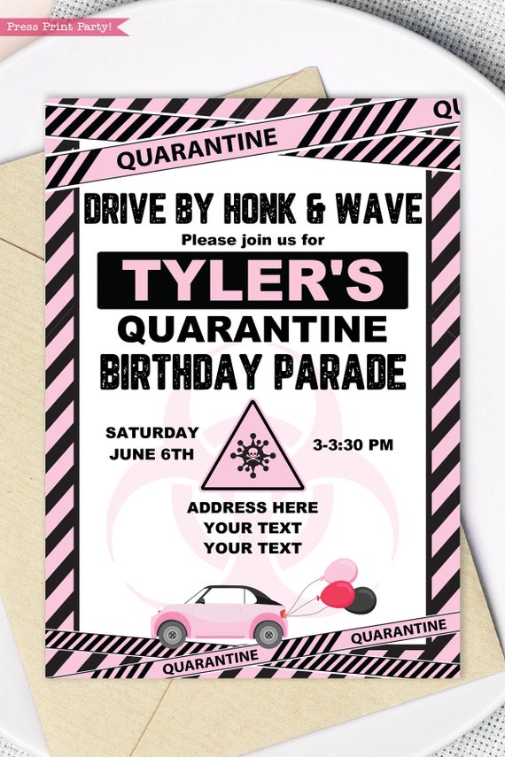 Editable Drive By Birthday Parade Invitation Drive Through Birthday Party Quarantine Birthday Social Distancing Party Instant Download BP