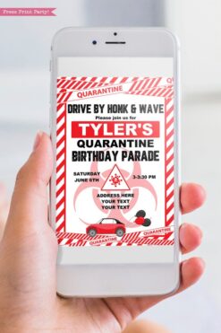 quarantine birthday invitation lime red and white - Press Print Party!
