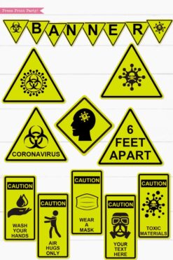 Lime Green Quarantine Birthday Photo Booth Props and Signs, Editable Birthday Yard Sign, Drive-by birthday, For Car or Photos, Party Decor, INSTANT DOWNLOAD