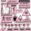 pink Quarantine Birthday Photo Booth Props and Signs, Editable Birthday Yard Sign, Drive-by birthday, For Car or Photos, Party Decor, INSTANT DOWNLOAD