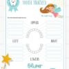 Create a magical tradition. Tooth Fairy printable set blue for boys or girls with letter, receipt, door handle, first tooth certificate, tooth envelope, cash envelope, baby teeth chart, editable by Press Print Party!