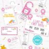 Create a magical tradition. Tooth Fairy printable set pink with tooth fairy letter, receipt, door handle, first tooth certificate, tooth envelope, cash envelope, baby teeth chart, editable by Press Print Party!