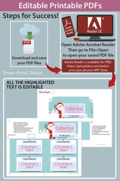 Christmas Coupon Book Printable Template, From Santa Gift Idea, Editable Blank Coupons, Last Minute Gift Stocking Stuffer, INSTANT DOWNLOAD