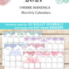 2021 Monthly Printable Calendar Template, Watercolor Mandala, Bullet Journal Calendar Download, Monthly Planner, Sunday, INSTANT DOWNLOAD