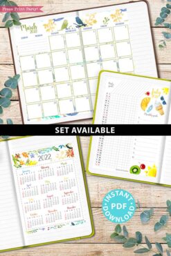 Monthly calendar set available for bullet journals or binders. press print party!