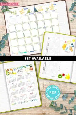 Monthly calendar set available for bullet journals or binders. press print party!