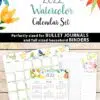 2022 Printable Calendar Template Set, Watercolor design, Bullet Journal Inserts, Monthly Calendar, Daily Routine Tracker, INSTANT DOWNLOAD Press Print Party