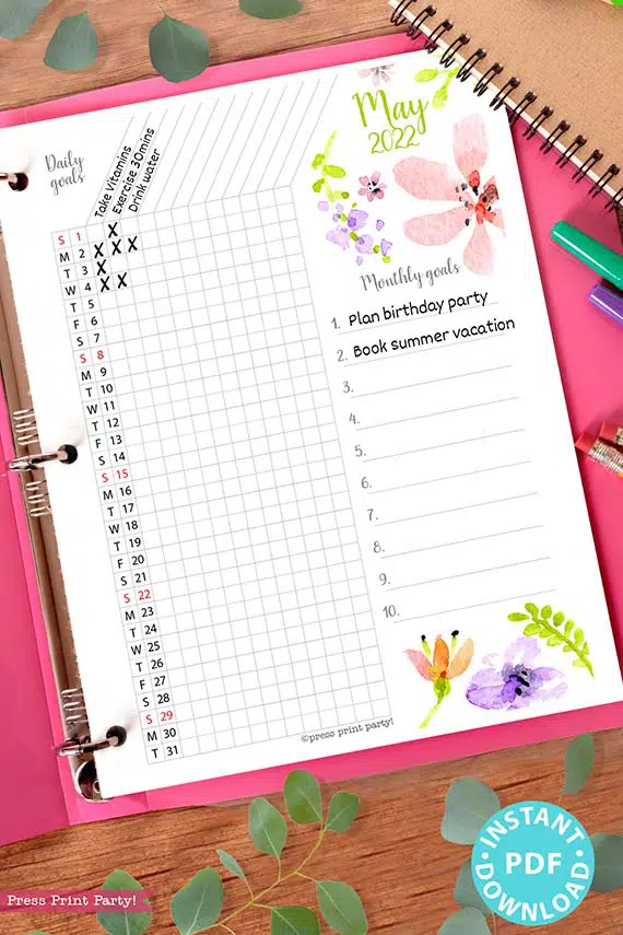 Bullet Journal Goal Planner Printable