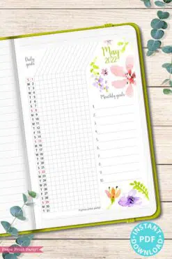 2021-2022 Goal Planner Templates, Daily Routine, Habit Tracker Printable, Watercolor Designs, Bullet Journal Daily Tracker INSTANT DOWNLOAD press print party