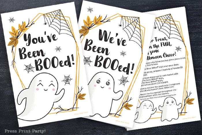 You've been booed sign and We've been booed sign halloween game with instructions Press Print Party!