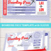 Boarding Pass Template pdf w. Holder Editable Text Printable, Vacation Surprise Trip Gift Voucher Airline Ticket, Blue Red, INSTANT DOWNLOAD