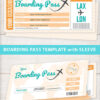 Boarding Pass Template pdf w. Holder Editable Text Printable, Vacation Surprise Trip, Gift Voucher Flight Airline Ticket, Gold, INSTANT DOWNLOAD