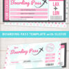 Boarding Pass Template pdf w. Holder Editable Text Printable, Vacation Surprise Trip Gift Voucher Flight Airline Ticket, Blue, INSTANT DOWNLOAD
