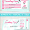 Boarding Pass Template w. Holder Editable Text Printable, Vacation Surprise Trip Gift Voucher Flight Airline Ticket, Pink, INSTANT DOWNLOAD