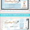 Boarding Pass Template w. Holder Editable Text Printable, Vacation Surprise Trip Gift Voucher Flight Airline Ticket, Blue, INSTANT DOWNLOAD