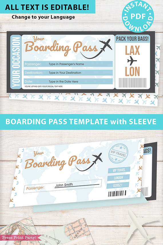 Boarding Pass Sleeve Template from www.pressprintparty.com