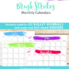 MONDAY Start 2021 Monthly Printable Calendar Template, Brush Stokes Design, Bullet Journal Calendar Insert Monthly Planner, INSTANT DOWNLOAD