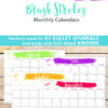 2021 Monthly Printable Calendar Template, Brush Stokes Design, Bullet Journal Calendar Download, Monthly Planner, Sunday, INSTANT DOWNLOAD