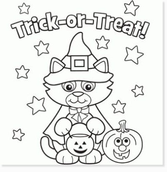 free halloween printable coloring sheets - website roundup - cat trick or treat coloring pages