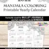 2022 Yearly Calendar Template Printable, Mandala Coloring, Bullet Journal Printable Calendar Insert, One Page Calendar, INSTANT DOWNLOAD press print party