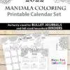 2022 Printable Calendar Template Set, Mandala Coloring, Bullet Journal Inserts, Monthly Calendar, Daily Routine Tracker, INSTANT DOWNLOAD press print party