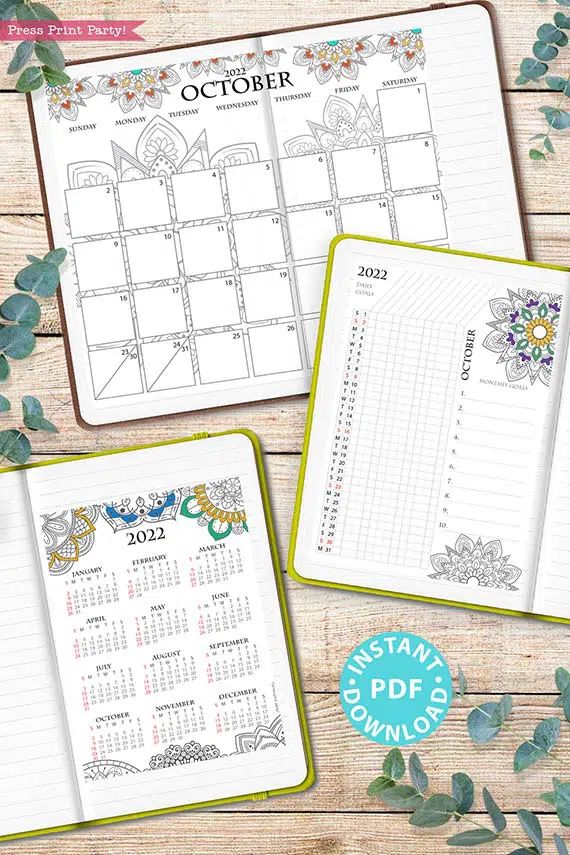 Bullet Journal Monthly Calendar Templates (Free Printable PDF) - Clementine  Creative