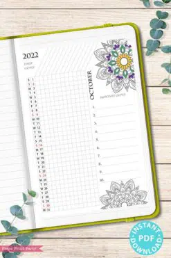 2021-2022 Daily Routine Printables, Habit Tracker Printable, Mandala Coloring, Bullet Journal, Daily Tracker Goal Planner, INSTANT DOWNLOAD press print party