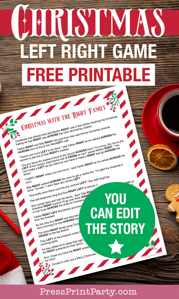 The Left Right Game Christmas Story FREE Printable Press Print Party 