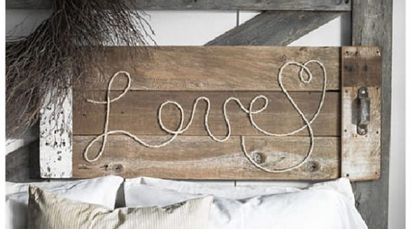 love sign with rope on wood - diy gift for mom