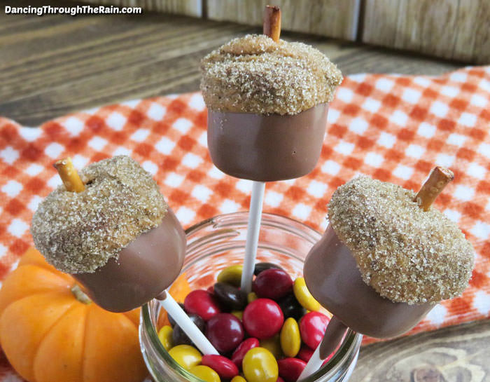 salted caramel marshmallow acorns - Cute desserts for thanksgiving