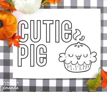 cutie pie thanksgiving coloring page