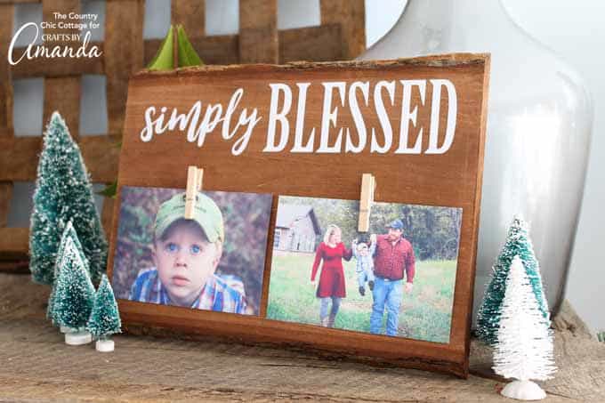 simply blessed wood frame with pictures for gift for mom