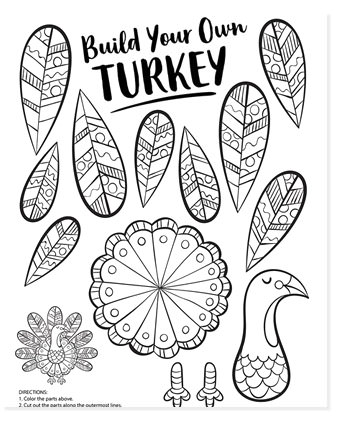 build your own turkey coloring page