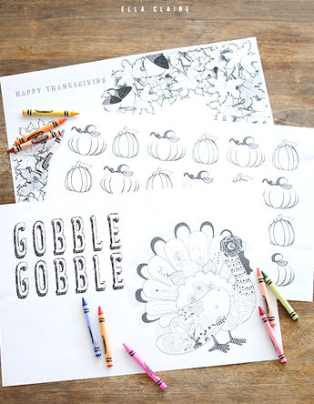 free thanksgving placemats coloring